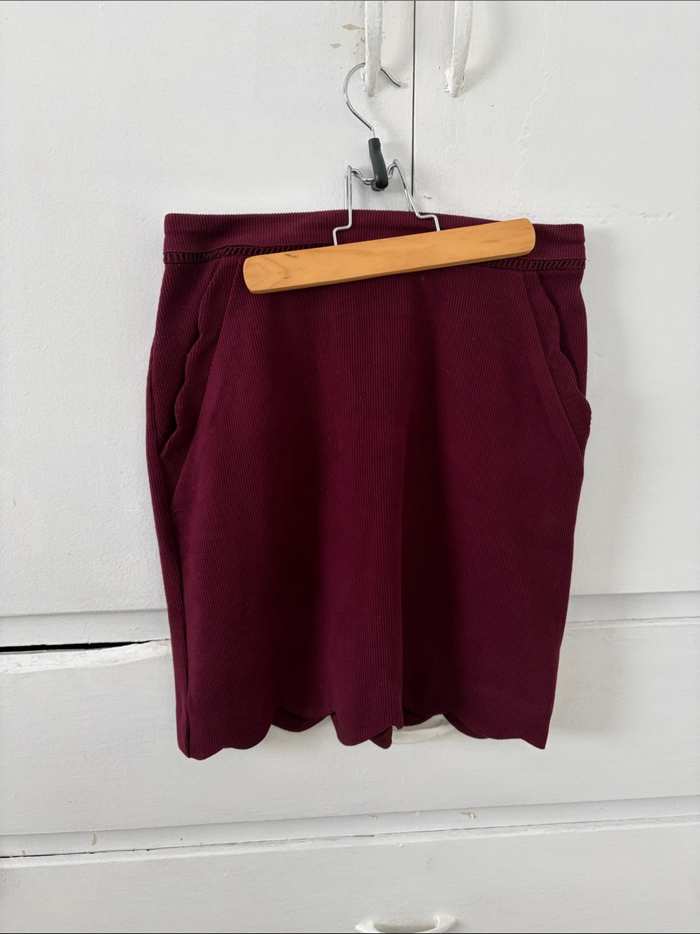 Skies Are Blue Burgundy Ribbed Mini Skirt